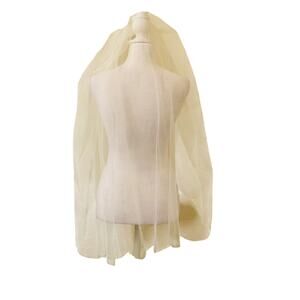 White Wedding Veil with Comb Attachment Beaded Scalloped Edges Crystal Details